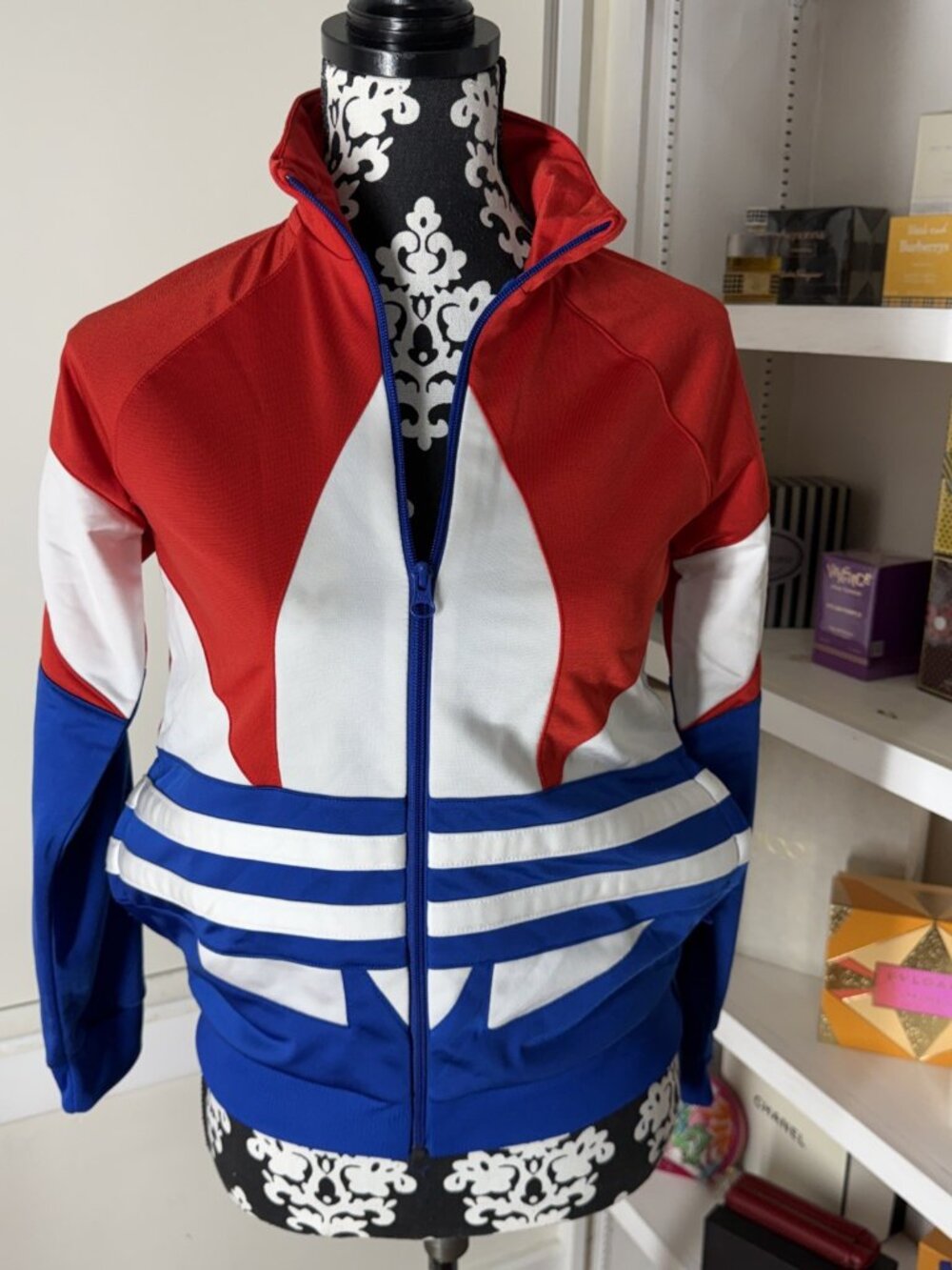 Adidas Big Kid Large Trefoil Red White Blue Zip-Up Track Jacket | Medium NWT